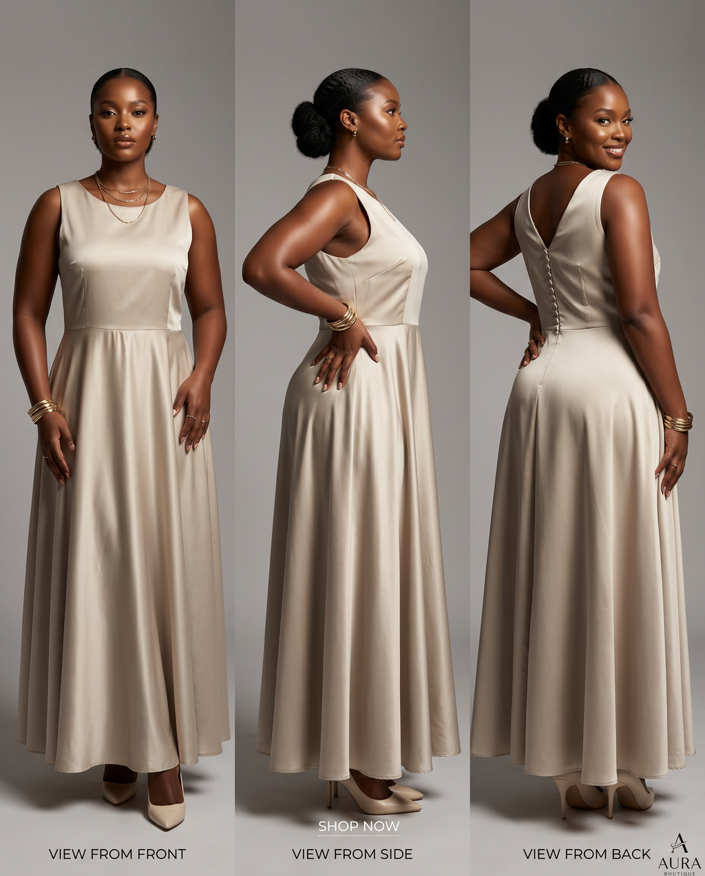 Champaign Sleeveless maxi Dress