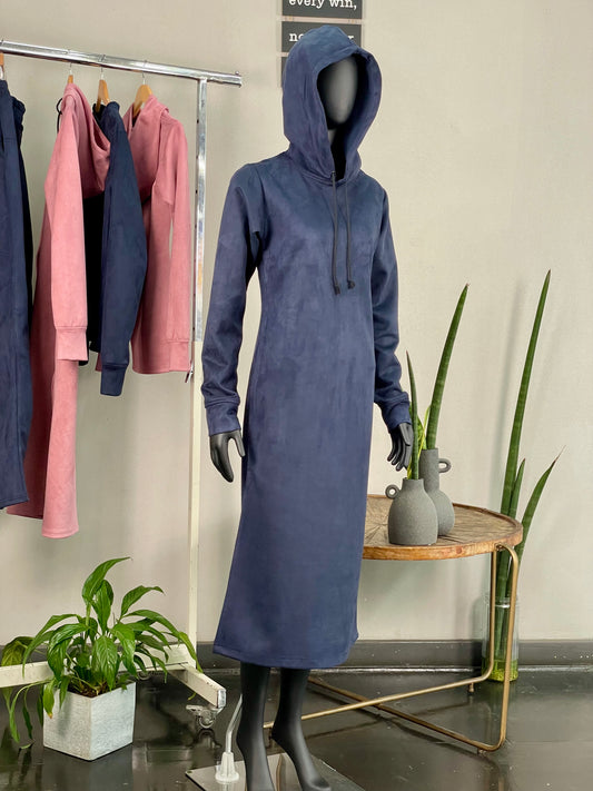Navy Suede Sweat Dress